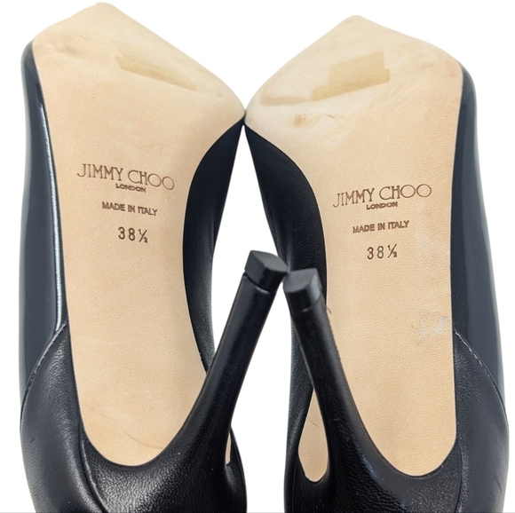 New Jimmy Choo Cass 95 Black Nappa & Patent Pointed Pump Size EU 38.5 - Picture 8 of 9